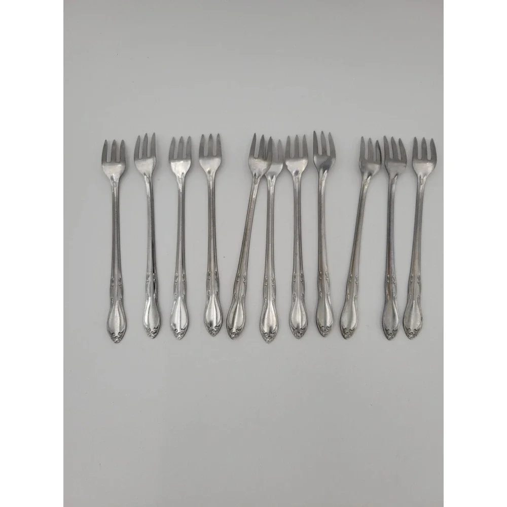 Vtg Homestead Oneida Simeon L George H Rogers Cocktail Forks Stainless Set Of 11